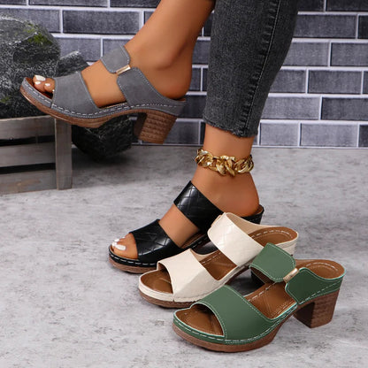 Women's Arch Support Block Heel Flat Sandals