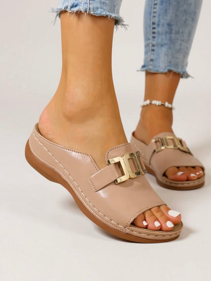 Women's Cushioned Buckle Slides