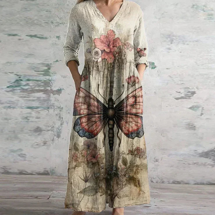 Women's Retro Floral Maxi Dress