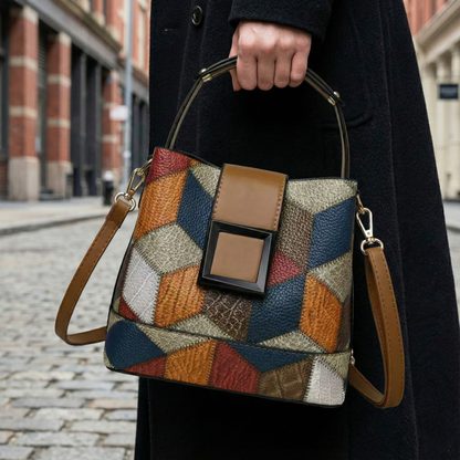 Celeste Leather Handbag with Gold Hardware