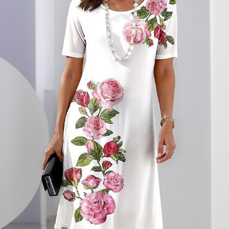 Women's Floral A-Line Casual Day Out Midi Dress