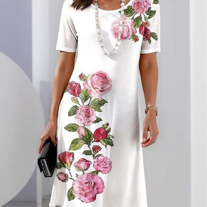 Women's Floral A-Line Casual Day Out Midi Dress