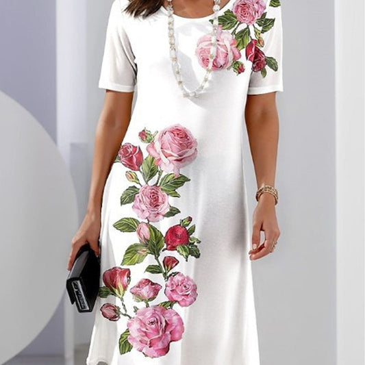 Women's Floral A-Line Casual Day Out Midi Dress