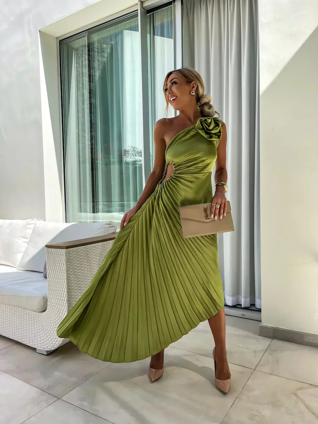 Women's Floral Wedding Guest Midi Dress