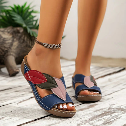 Women's Colorblock Slip-On Wedge Sandals Open Toe