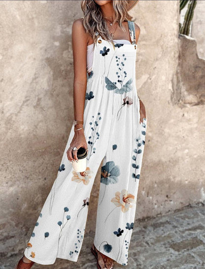 Women's Floral Print Summer Overalls Jumpsuit