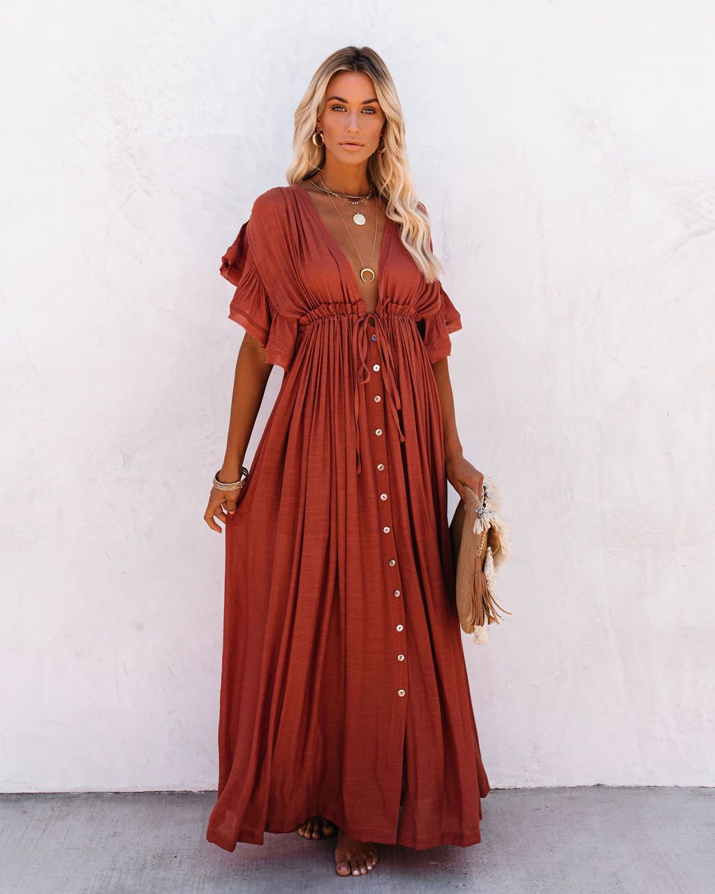 Women's Boho Wrap Vacation Cover-Up Dress