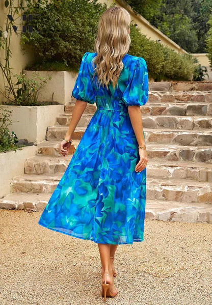 Women's Floral Print Casual Midi Dress