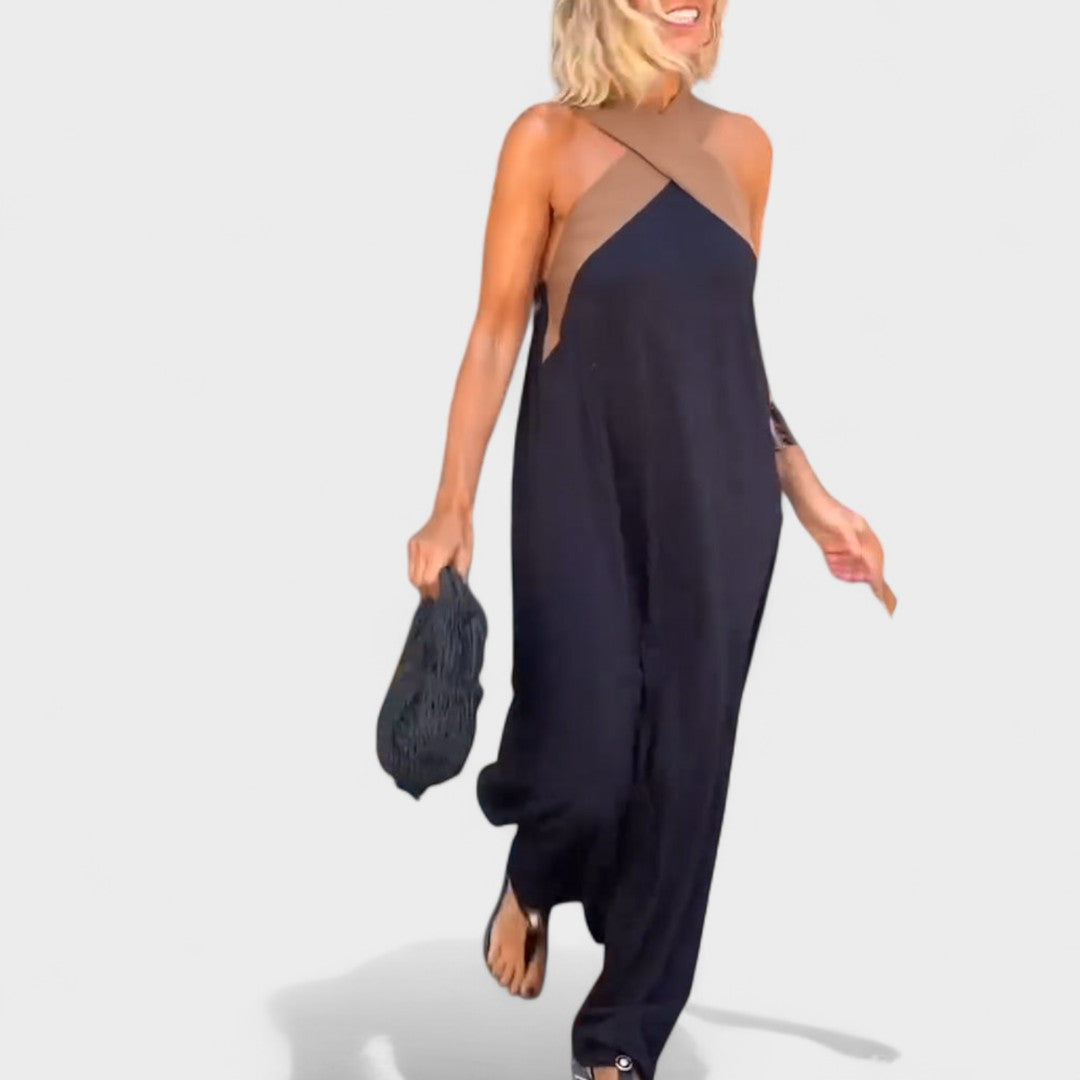 Women's Cross-Neck Evening Maxi Dress
