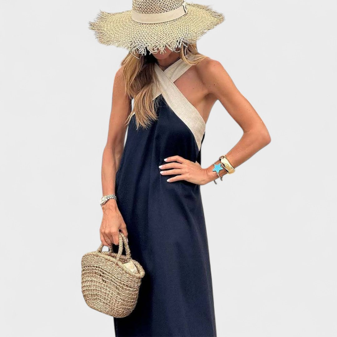 Women's Cross-Neck Evening Maxi Dress