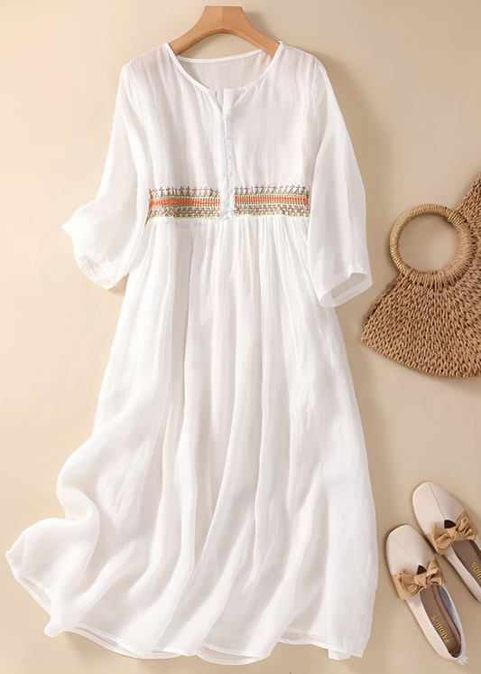 Women's Embroidered Casual Summer Midi Dress