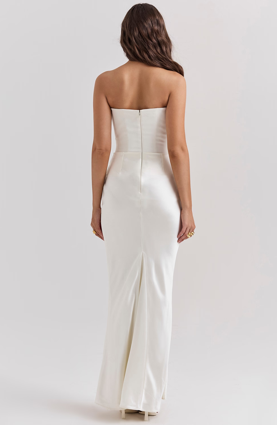 Women's Lace Strapless Evening Maxi Dress