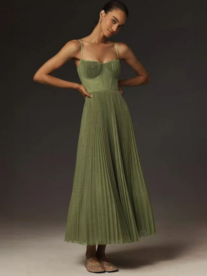 Women's Pleated Evening Maxi Dress