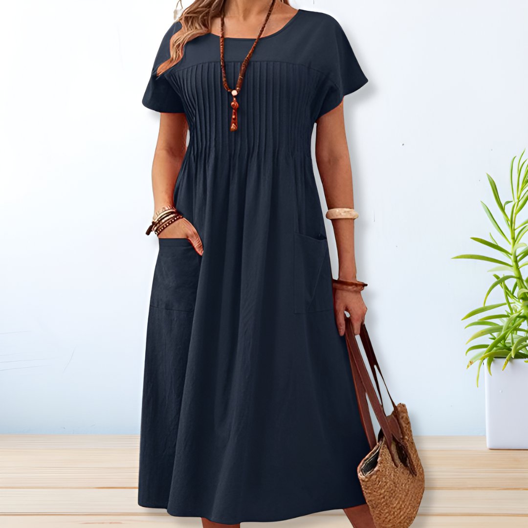 Women's Knit Collar Button Midi Dress