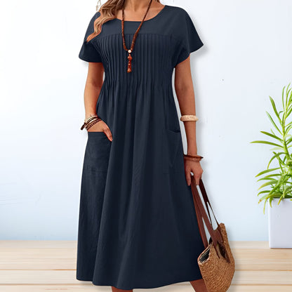Women's Knit Collar Button Midi Dress