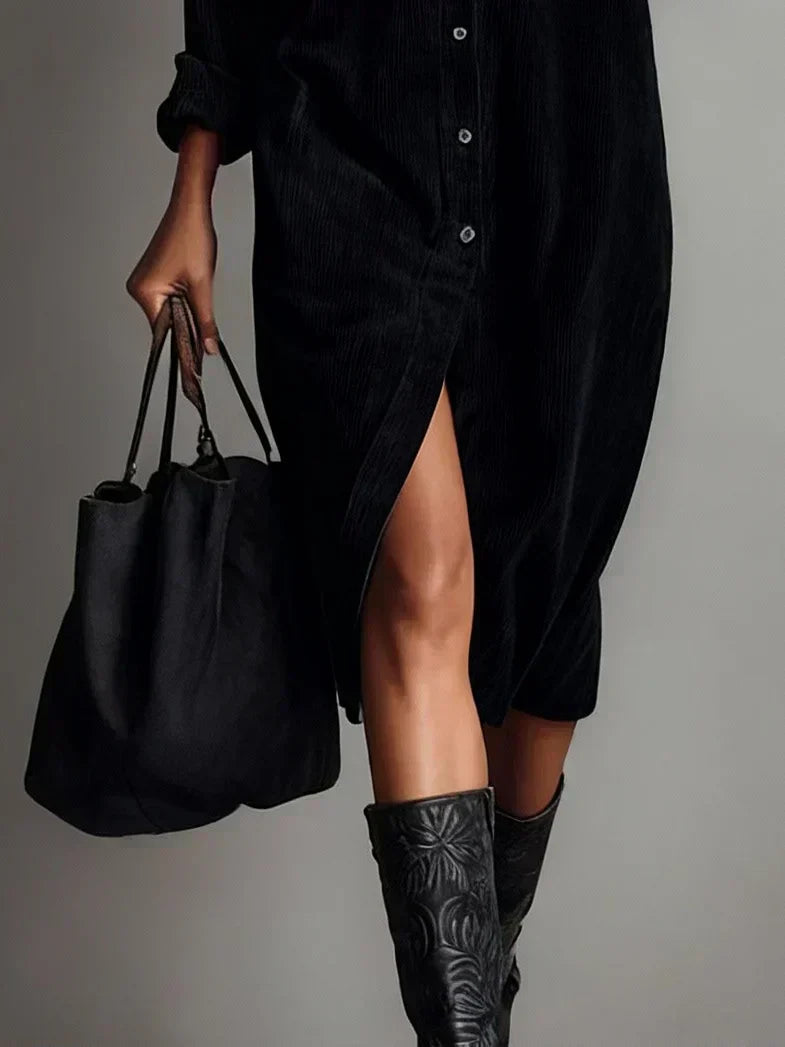 Women's Flared Hem Polished Evening Midi Dress