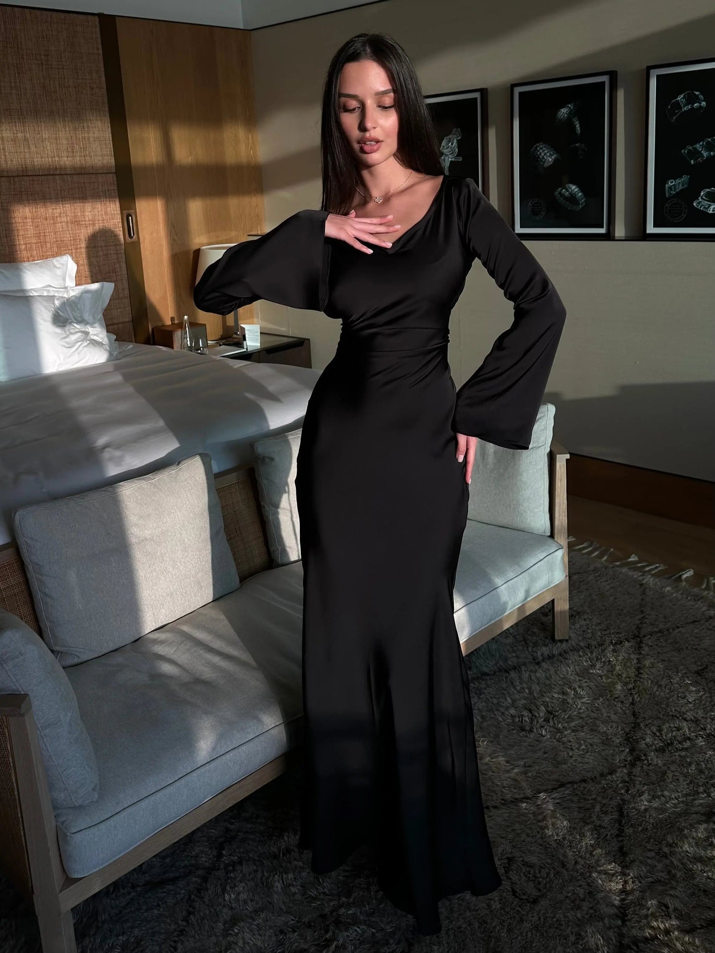 Women's Satin Formal Evening Maxi Dress