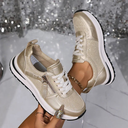 Women's Platform Lace-Up Zip Sneakers