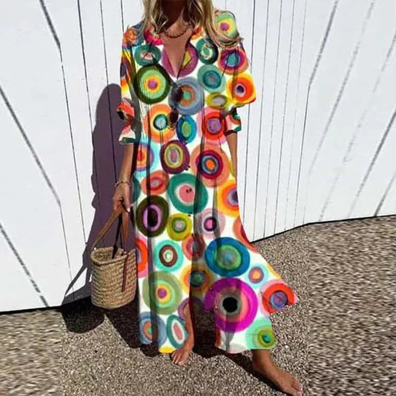 Women's Boho Flowy Vacation Maxi Dress