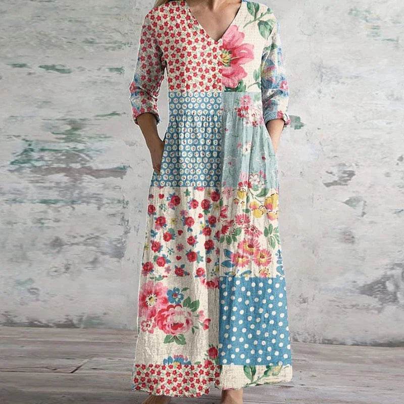 Women's Retro Floral Maxi Dress