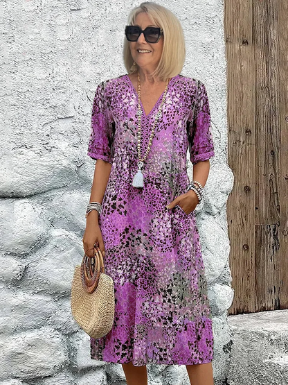Women's Colorful Floral Midi Dress