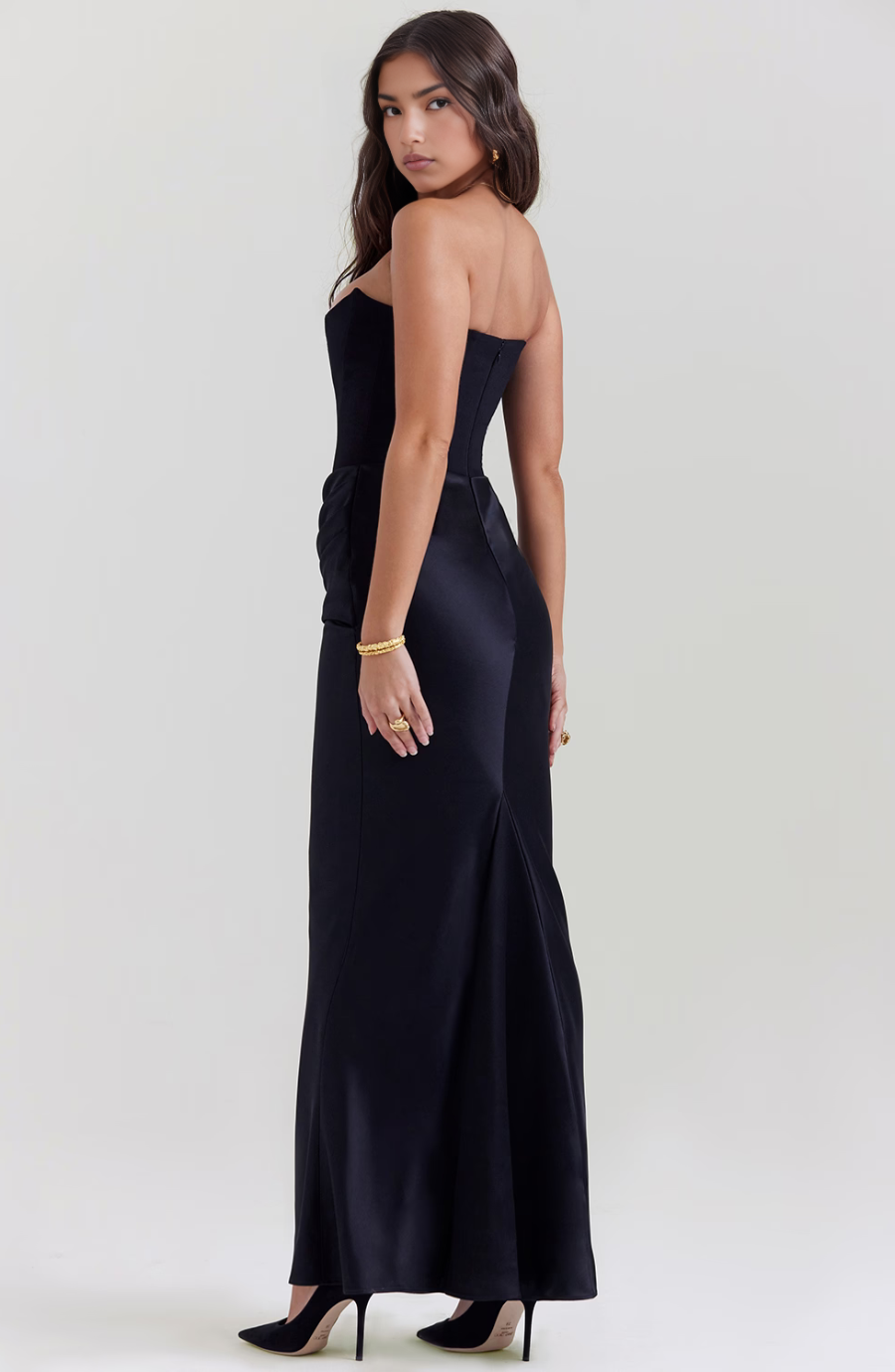 Women's Lace Strapless Evening Maxi Dress