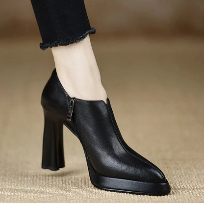 Women's High Heel Platform Block Heel Pumps Side Zip