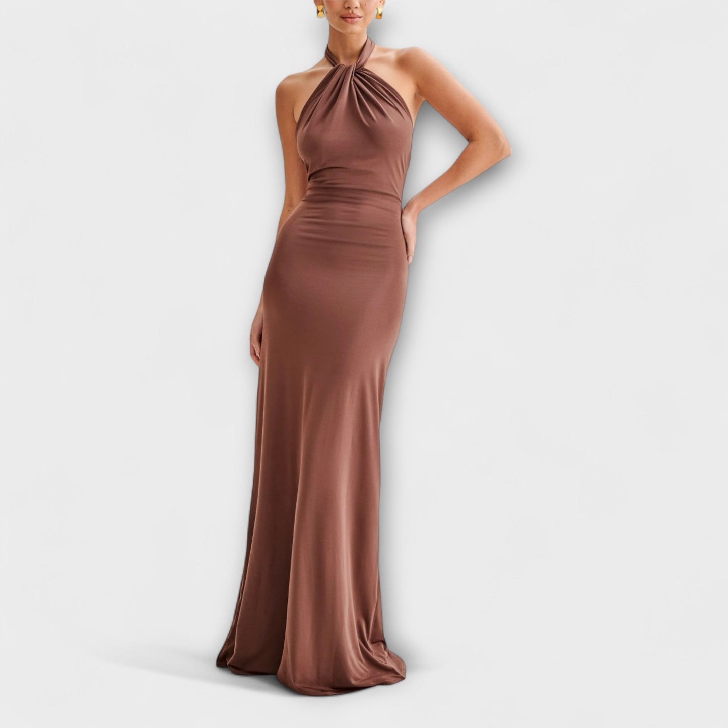 Women's Halterneck Bodycon Open-Back Maxi Dress