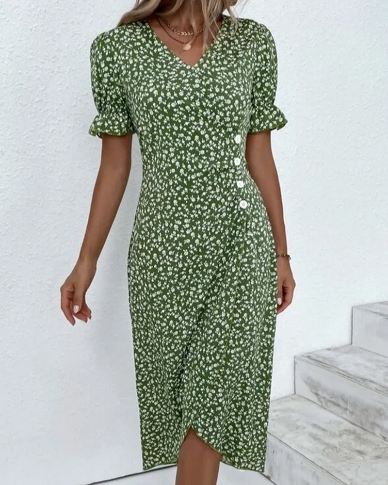 Women's V-Neck Casual Summer Midi Dress