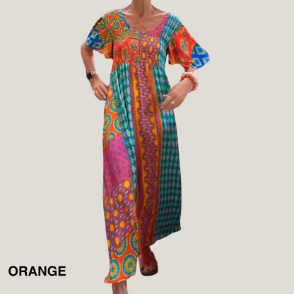 Women's Paisley Print Casual Evening Midi Dress