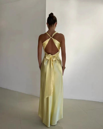 Women's V-Neck Wedding Guest Maxi Dress