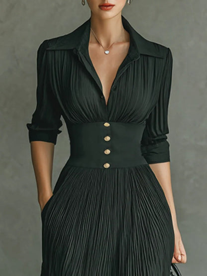 Women's Pleated Formal Evening Maxi Dress
