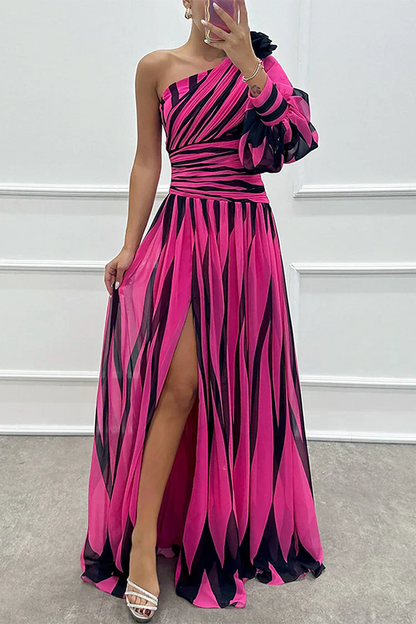 Women's Striped Wedding Guest Maxi Dress