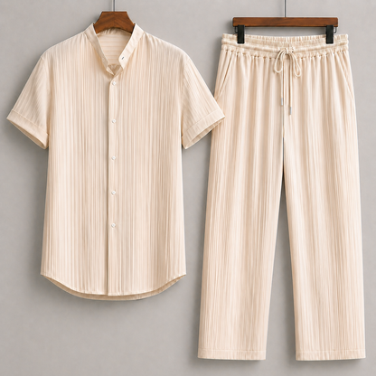 Navaro Linen Short-Sleeve Shirt and Drawstring Pants Set