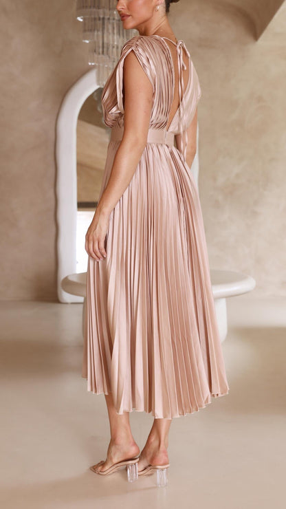 Women's Pleated Formal Evening Maxi Dress