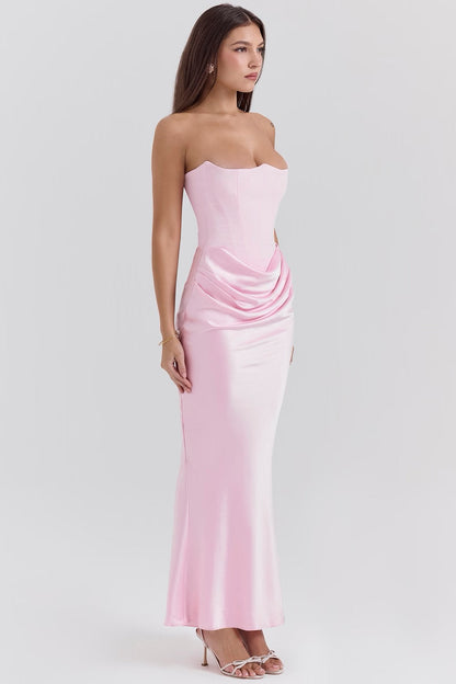 Women's Lace Strapless Evening Maxi Dress
