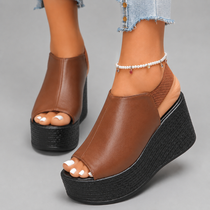 Avessa Leather Wedge Platform Sandals