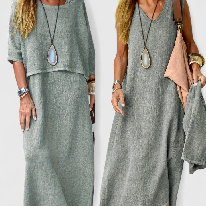 Women's Sleeveless V-Neck Maxi Dress Set
