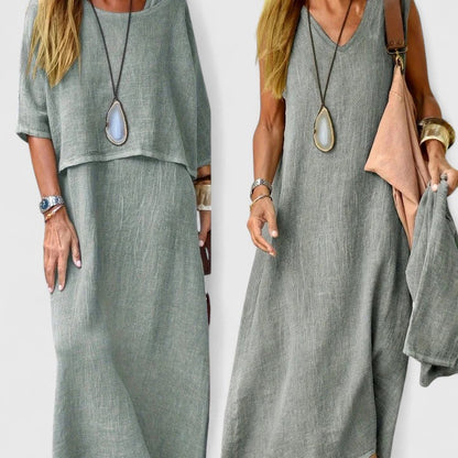 Women's Sleeveless V-Neck Maxi Dress Set