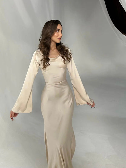 Women's Satin Formal Evening Maxi Dress