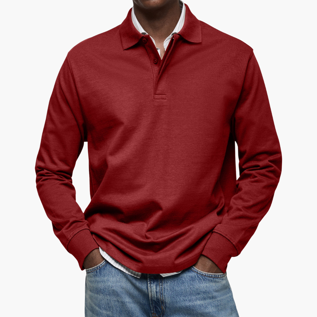 Liam Elegant Men's Long Sleeve Casual Polo Shirt