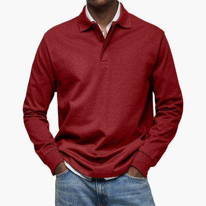 Men's Long Sleeve Casual Polo Shirt