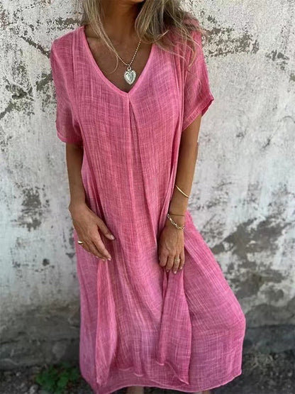 Women's V-Neck Casual Midi Dress