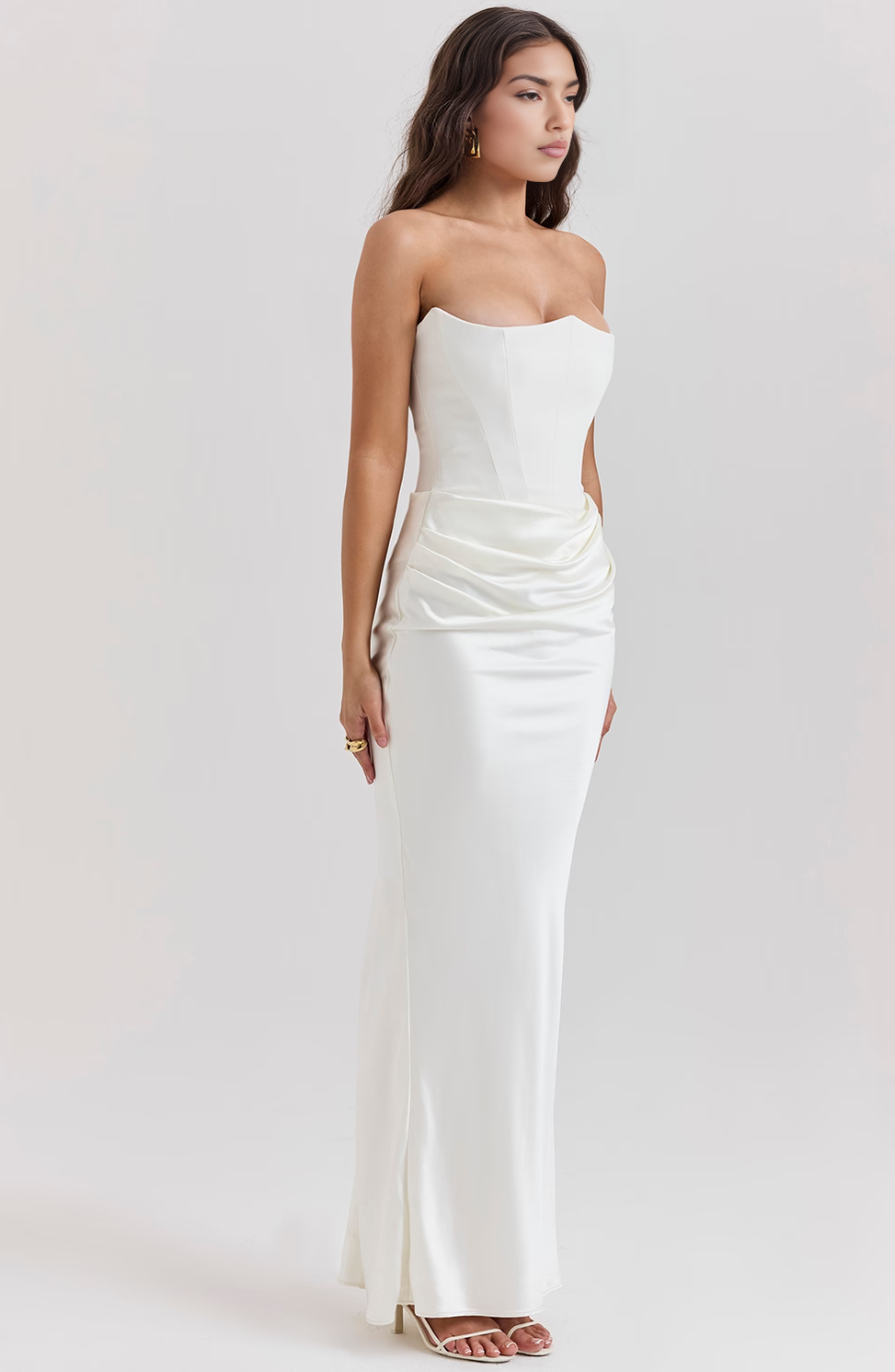 Women's Lace Strapless Evening Maxi Dress