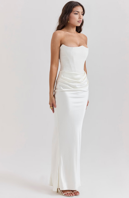 Women's Lace Strapless Evening Maxi Dress