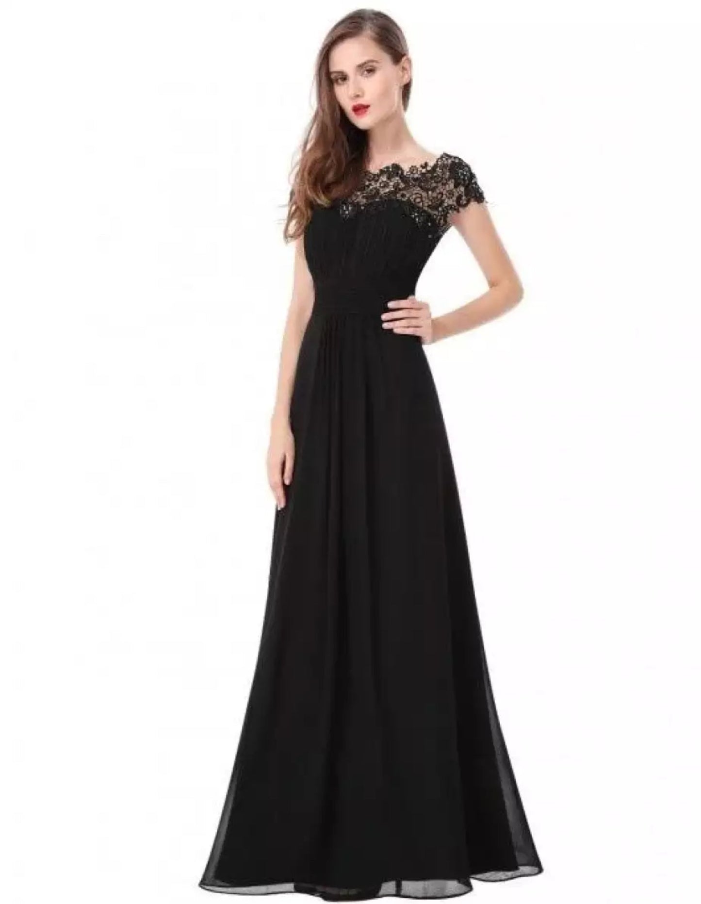 Women's Lace A-Line Wedding Guest Maxi Dress