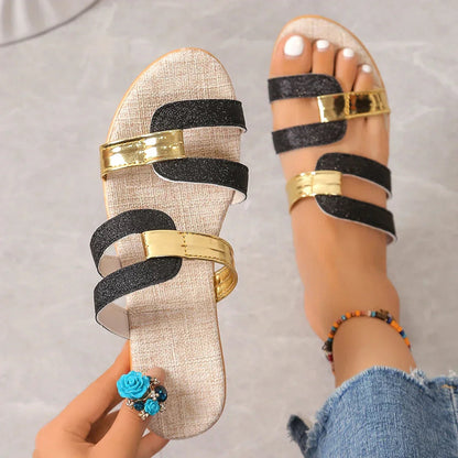 Women's Woven Slip-On Buckle Sandals