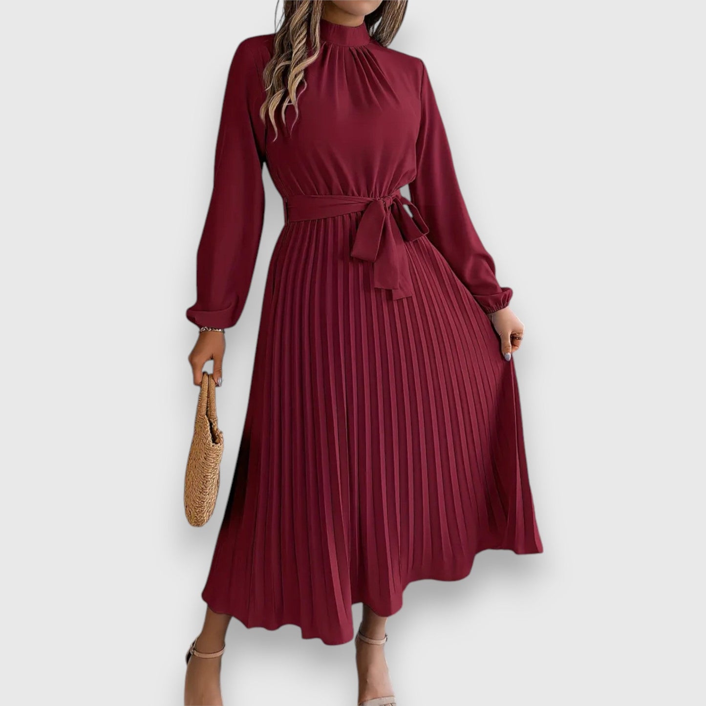 Women's Pleated Wedding Guest Midi Dress