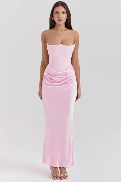 Women's Lace Strapless Evening Maxi Dress