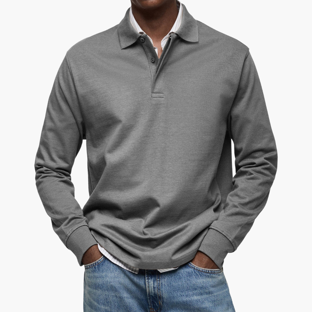Liam Elegant Men's Long Sleeve Casual Polo Shirt